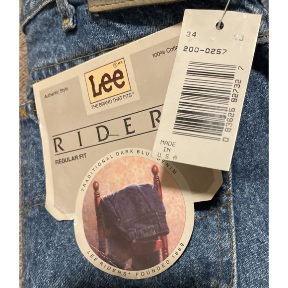 Vintage 80s Mens 34x30 Lee Riders Straight Leg Reg Fit Union Made Denim Jeans - Picture 12 of 12